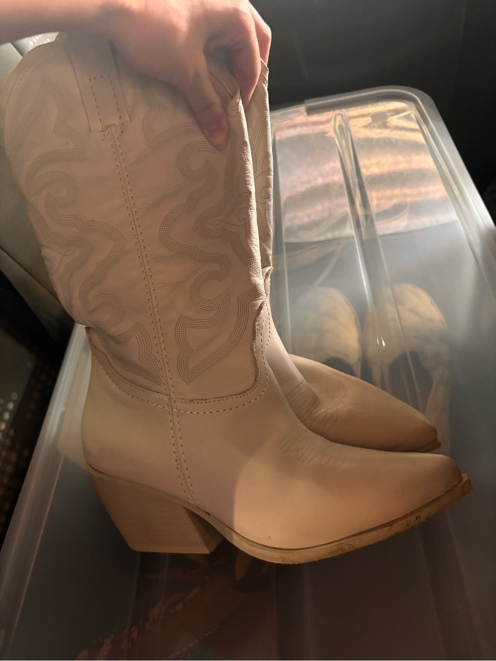 Steve Madden Cream/Tan Western Ankle Boots
